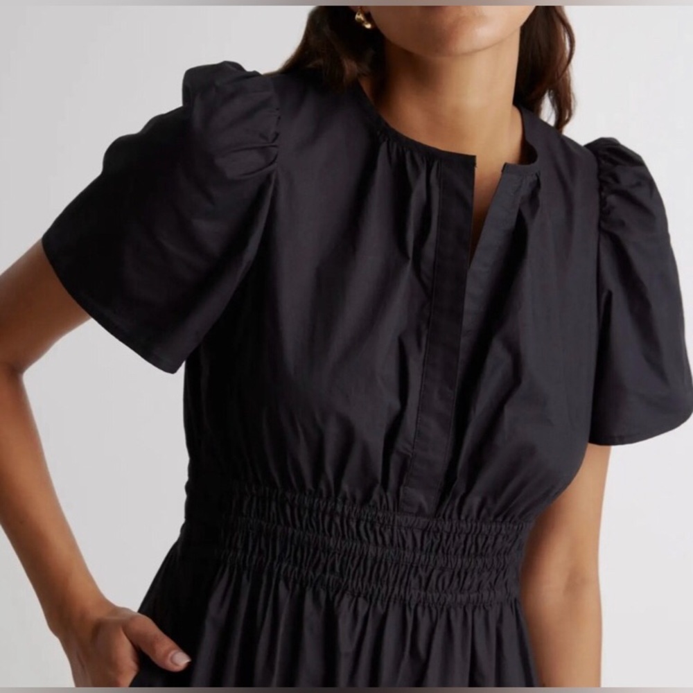 NWT Quince Smocked Tiered Organic Poplin Cotton Pocket Maxi Dress - Picture 7 of 13
